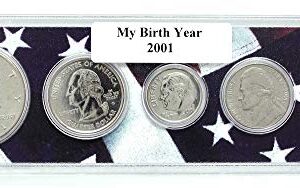 2001-5 Coin Birth Year Set in American Flag Holder Uncirculated