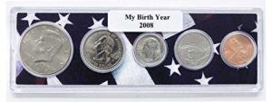 2008-5 coin birth year set in american flag holder uncirculated