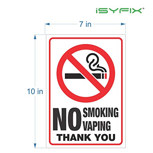 iSYFIX No Smoking No Vaping Sticker Sign - 2 Pack 7x10 inch – Premium Self-Adhesive Vinyl, Laminated for Ultimate UV Protection, Weather, Scratch, Water & Fade Resistance, Indoor & Outdoor