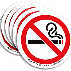 iSYFIX No Smoking Sign Sticker - 6 Pack 3x3 inch - for Home, Business, Office & Restaurants, Premium Self-Adhesive Vinyl, Laminated for Ultimate UV, Weather, Water, & Fade Resistance, Indoor/Outdoor