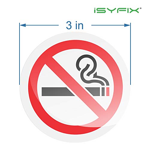 iSYFIX No Smoking Sign Sticker - 6 Pack 3x3 inch - for Home, Business, Office & Restaurants, Premium Self-Adhesive Vinyl, Laminated for Ultimate UV, Weather, Water, & Fade Resistance, Indoor/Outdoor