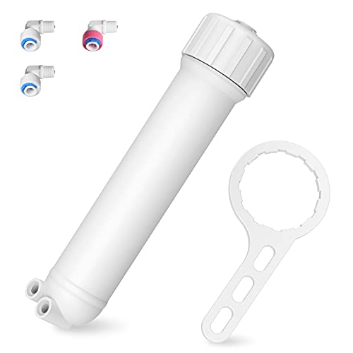 Membrane Solutions 1812/2012 24-150 GPD RO Housing Kit, Reverse Osmosis Membrane Filter Housing Replacement with Elbow Fittings, Housing Wrench, Check Valve