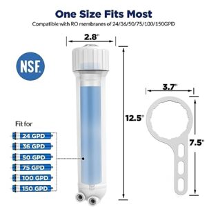 Membrane Solutions 1812/2012 24-150 GPD RO Housing Kit, Reverse Osmosis Membrane Filter Housing Replacement with Elbow Fittings, Housing Wrench, Check Valve