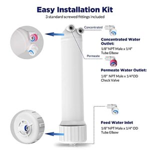 Membrane Solutions 1812/2012 24-150 GPD RO Housing Kit, Reverse Osmosis Membrane Filter Housing Replacement with Elbow Fittings, Housing Wrench, Check Valve