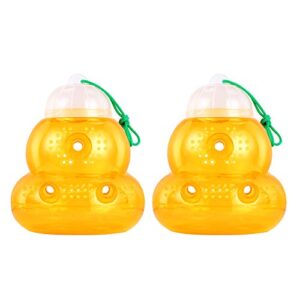 wuhostam 2 pack yellow plastic wasp trap groud shape for outdoor hanging