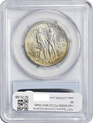 Boone Commemorative Silver Half Dollar 1937, MS66, PCGS.