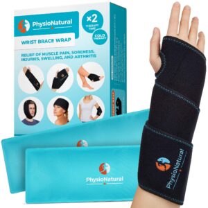 wrist ice pack wrap - cold therapy for instant pain relief and treatment of carpal tunnel, tendonitis, injuries, swelling, rheumatoid arthritis, sprains - hand support brace with reusable gel packs
