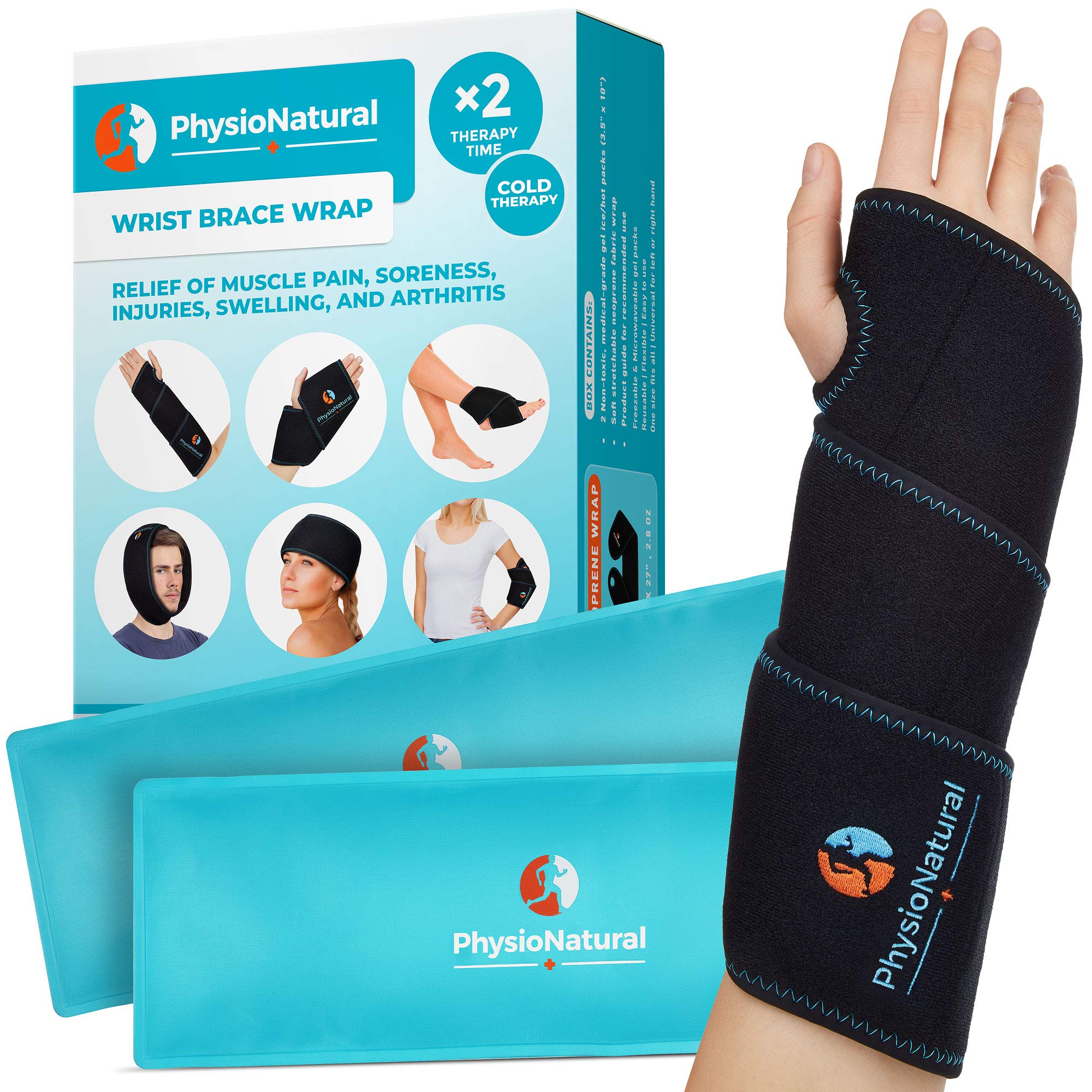 Wrist Ice Pack Wrap - Cold Therapy for Instant Pain Relief and Treatment of Carpal Tunnel, Tendonitis, Injuries, Swelling, Rheumatoid Arthritis, Sprains - Hand Support Brace with Reusable Gel Packs