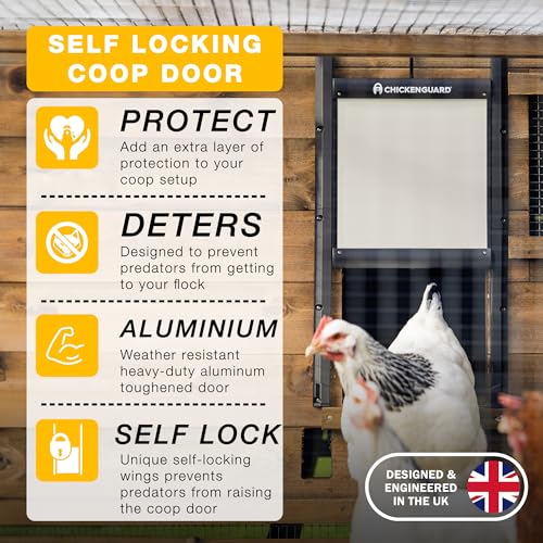 ChickenGuard Self Locking Chicken Coop Door, Predator Resistant Pop Hole Door, Chicken, Poultry Coop Accessories (Door only - Automatic Openers Sold Separately)