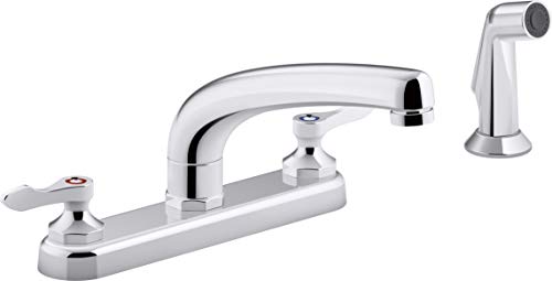 KOHLER 1.8 gpm Kitchen Sink Faucet with 8-3/16" Swing spout, Matching Finish sidespray, aerated Flow and Lever Handles