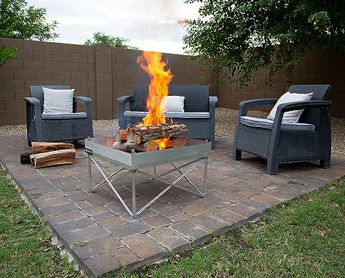 FIRESIDE OUTDOOR Pop-Up Fire Pit | Portable and Lightweight | Fullsize 24 Inch | Weighs 7 lbs. | Never Rust Fire Pit | Heat Shield NOT Included