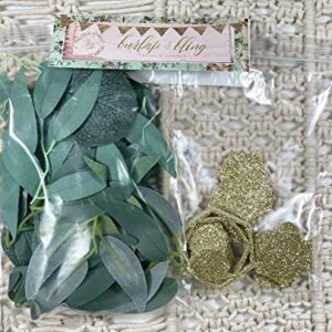 Greenery Baby Shower Decorations, Bridal Shower Table Decorations, Hexagon Confetti, Artificial Eucalyptus Leaves with Willow Leaves Confetti, Handmade