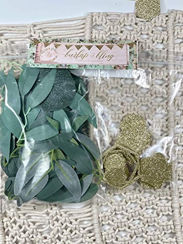 Greenery Baby Shower Decorations, Bridal Shower Table Decorations, Hexagon Confetti, Artificial Eucalyptus Leaves with Willow Leaves Confetti, Handmade