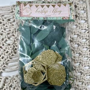 Greenery Baby Shower Decorations, Bridal Shower Table Decorations, Hexagon Confetti, Artificial Eucalyptus Leaves with Willow Leaves Confetti, Handmade