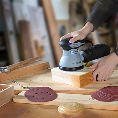 WORKPRO 80-Piece Sanding Disc Set，5-Inch 8-Hole Hook and Loop Sanding Discs, 60/80/100/120/180/240/320/400 Assorted Grits Sandpaper for Random Orbital Sander, W124097A