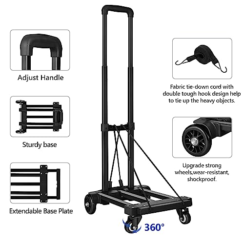 KEDSUM Folding Hand Truck, 290 lbs Heavy Duty Dolly Cart for Moving, Solid Construction Utility Cart Compact and Lightweight for Luggage, Personal, Travel, Auto, Moving and Office Use