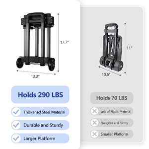 KEDSUM Folding Hand Truck, 290 lbs Heavy Duty Dolly Cart for Moving, Solid Construction Utility Cart Compact and Lightweight for Luggage, Personal, Travel, Auto, Moving and Office Use