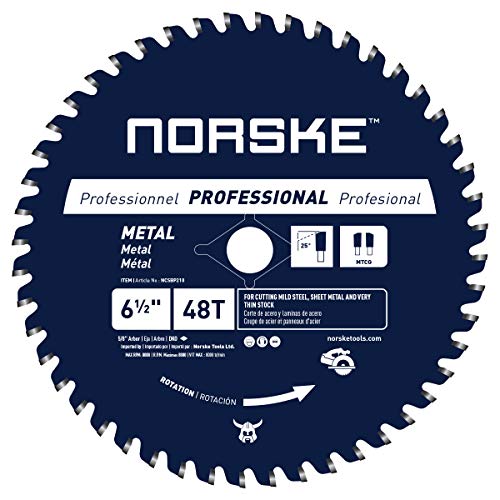 Norske Tools NCSBP210 6-1/2 inch 48T Metal Cutting Saw Blade For Steel Roofing, Metal Siding, Steel Pipe, Steel Studs & More 5/8 inch Bore with Diamond Knockout