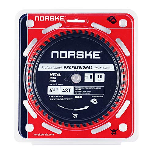 Norske Tools NCSBP210 6-1/2 inch 48T Metal Cutting Saw Blade For Steel Roofing, Metal Siding, Steel Pipe, Steel Studs & More 5/8 inch Bore with Diamond Knockout