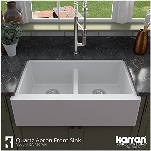Karran QA-750-BL Quartz Farmhouse Kitchen Sink, Black
