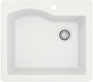 karran drop-in quartz composite 25 in. 1-hole single bowl kitchen sink in white