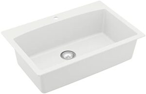 karran qt-712 drop-in quartz composite 33 in. 1-hole single bowl kitchen sink in white