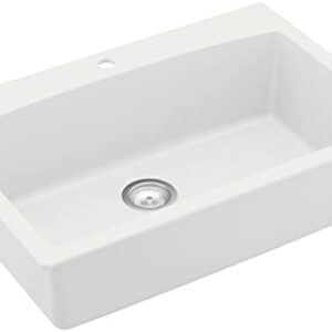 Karran QT-712 Drop-In Quartz Composite 33 in. 1-Hole Single Bowl Kitchen Sink in White