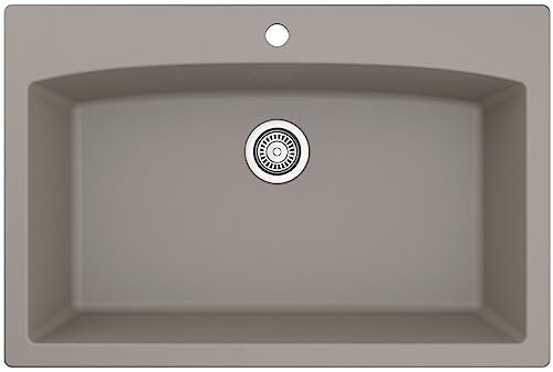 Karran QT-712 Drop-In Quartz Composite 33 in. 1-Hole Single Bowl Kitchen Sink in White