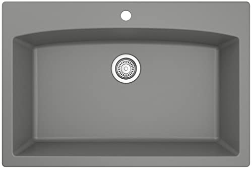 Karran QT-712 Drop-In Quartz Composite 33 in. 1-Hole Single Bowl Kitchen Sink in White