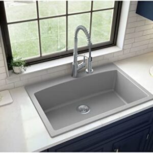 Karran QT-712 Drop-In Quartz Composite 33 in. 1-Hole Single Bowl Kitchen Sink in White