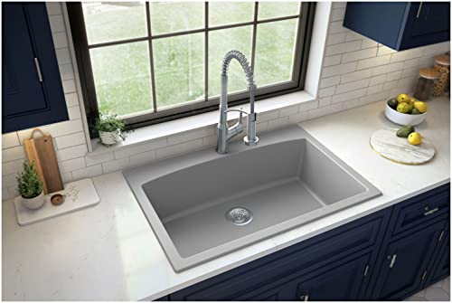 Karran QT-712 Drop-In Quartz Composite 33 in. 1-Hole Single Bowl Kitchen Sink in White