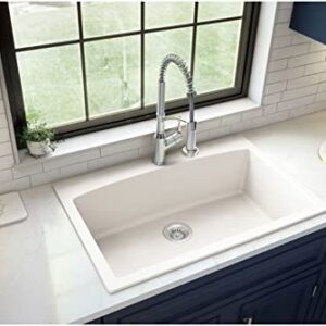 Karran QT-712 Drop-In Quartz Composite 33 in. 1-Hole Single Bowl Kitchen Sink in White