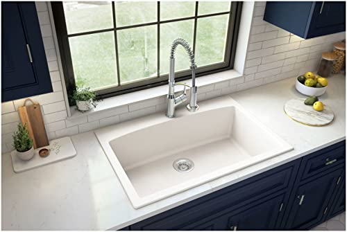 Karran QT-712 Drop-In Quartz Composite 33 in. 1-Hole Single Bowl Kitchen Sink in White