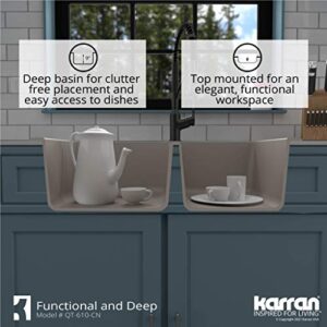 Karran QT-610 Drop-In Quartz Composite 33 in. 1-Hole 60/40 Double Bowl Kitchen Sink in Concrete