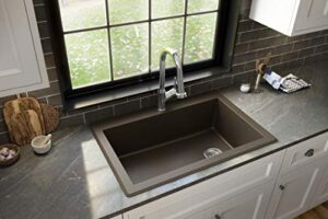 karran qt-670 drop-in quartz composite 33 in. 1-hole single bowl kitchen sink in brown