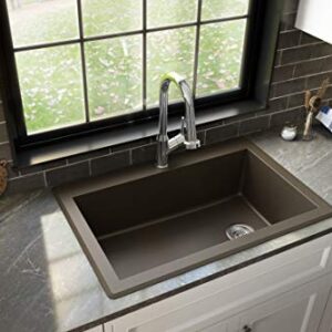 Karran QT-670 Drop-In Quartz Composite 33 in. 1-Hole Single Bowl Kitchen Sink in Brown