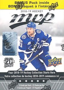 2018/19 upper deck mvp nhl hockey exclusive huge factory sealed 21 pack blaster box with 105 cards including special gold script parallel #’d to 150! the 2018/19 hockey collection starts here! wowzzer