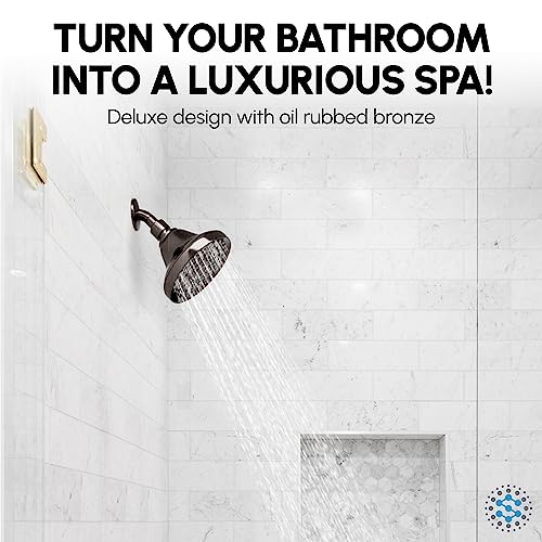 ShowerMaxx, Luxury Spa Series: Bronze Shower Head, 5 inch 6 Spray Settings Adjustable High Pressure Showerhead with 360 Degree Tilt, Experience MAXX-imum Comfort and Elegance (Oil Rubbed Bronze)