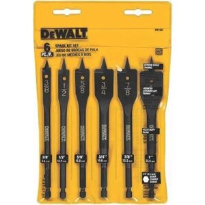 dw1587 6 bit 3/8-inch to 1-inch spade drill bit assortment (premium pack)