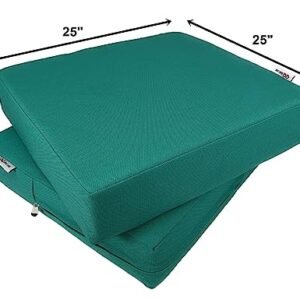 QQbed 6 Pack Outdoor Patio Chair Washable Cushion Pillow Seat Covers 24"X22"X4" Size - Replacement Covers Only (24"X22"X4" 6 Pack, Peacock Blue)