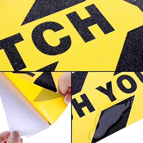 Watch Your Step Floor Decals Stickers 6 x 24 Inch Warning Sticker Adhesive Tape Anti Slip Abrasive Tape for Workplace Safety Wet Floor Caution (2 Pieces)