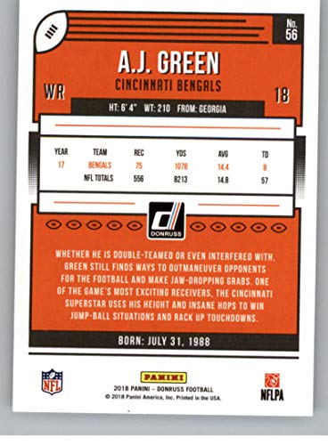 2018 Donruss Football #56 A.J. Green Cincinnati Bengals Official NFL Trading Card