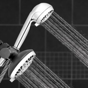 Waterpik High Pressure Shower Head Handheld Spray, 2-in-1 Dual System with 5-Foot Hose PowerPulse Therapeutic Massage, Chrome, 2.5 GPM XET-633-643