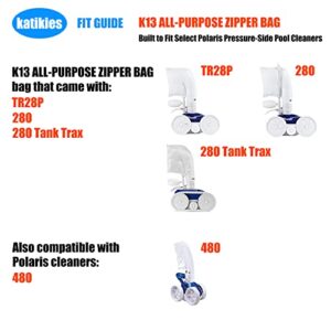 Katikies K13 k14 K16 Pool Cleaner All Purpose Bag fit TR28P/280/280 Tank Trax/480 Pool Cleaner Zippered,All Purpose (2piece)