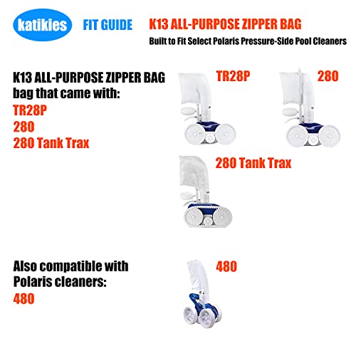 Katikies K13 k14 K16 Pool Cleaner All Purpose Bag fit TR28P/280/280 Tank Trax/480 Pool Cleaner Zippered,All Purpose (2piece)