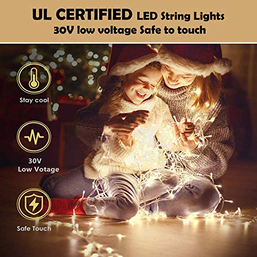 XUNXMAS 109ft 300 LED Christmas String Lights Indoor Outdoor, 8 Modes Christmas Tree Lights, Connectable Waterproof Twinkle Fairy Lights for Bedroom Party Patio Christmas Tree Decor(Warm White)