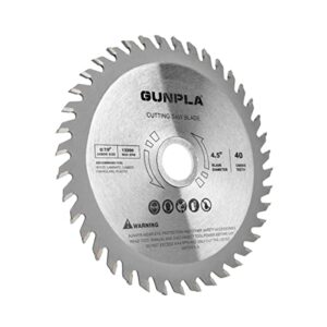 Gunpla 4-1/2-inch 40 Tooth Alloy Steel TCT General Purpose Hard & Soft Wood Cutting Saw Blade with 7/8-inch Arbor(Reduce Ring 5/8 inch)