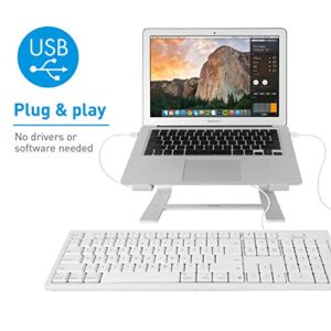 Macally Full-Size USB Wired Keyboard for Mac Mini/Pro, iMac Desktop Computer, MacBook Pro/Air Desktop w/ 16 Compatible Apple Keyboard with Numeric Keypad, Rubber Domed Keycaps - Spill Proof