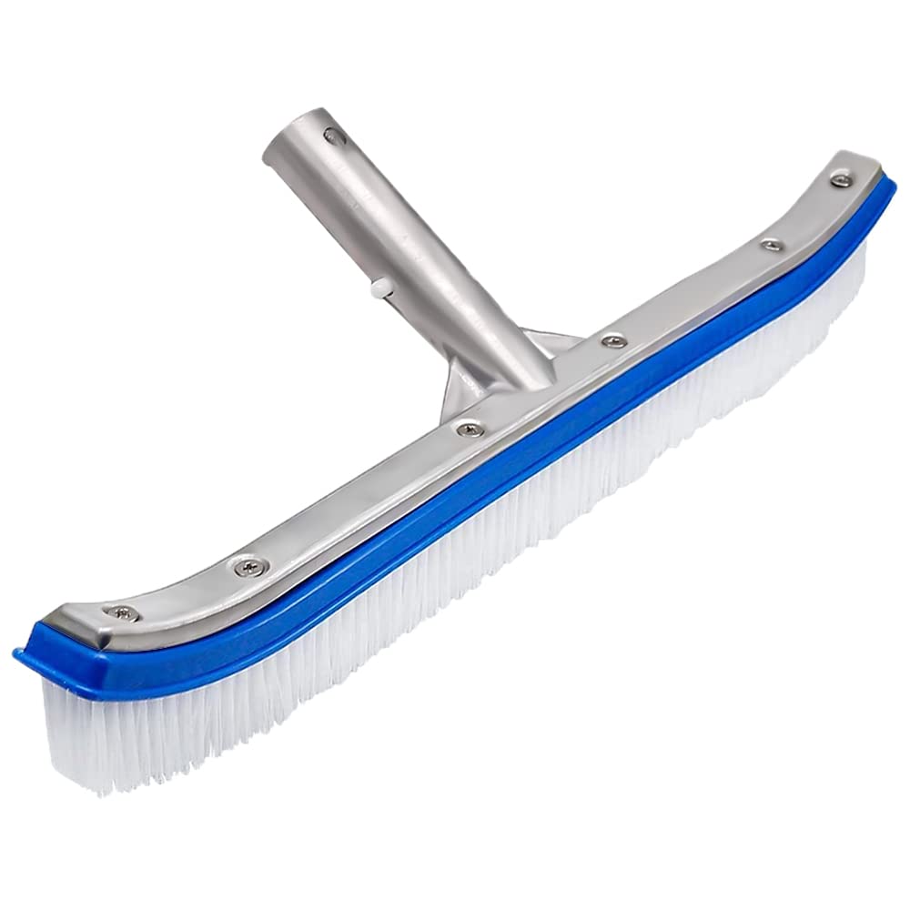 Katikies Pool Brush,Stainless Steel Brush Head,Wire Bristles,for Cleaning and Scrubbing Surfaces Debris Off of All The Areas Within a Pool - Walls, Tiles, Floors, Steps and Corners. (18-inch While)