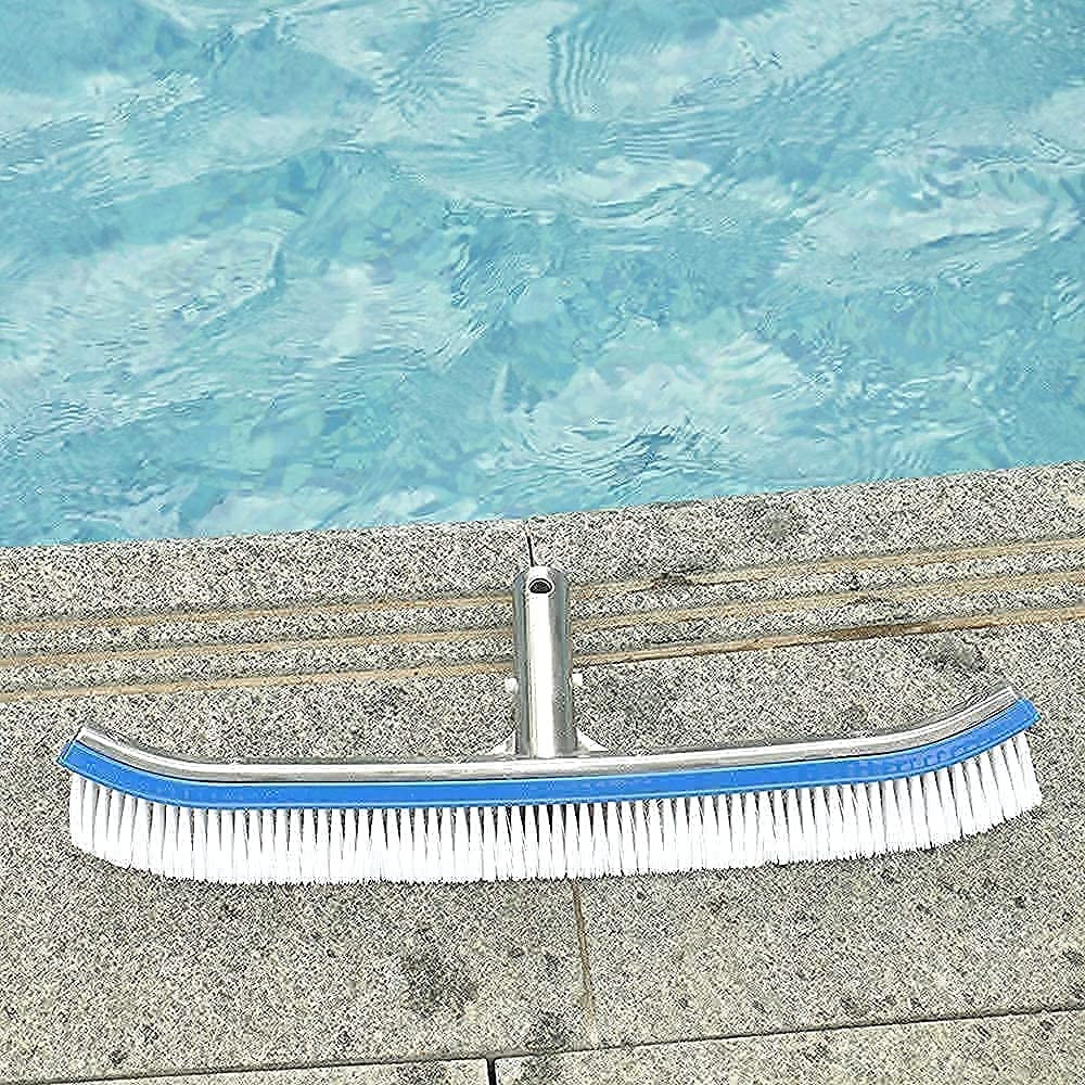 Katikies Pool Brush,Stainless Steel Brush Head,Wire Bristles,for Cleaning and Scrubbing Surfaces Debris Off of All The Areas Within a Pool - Walls, Tiles, Floors, Steps and Corners. (18-inch While)